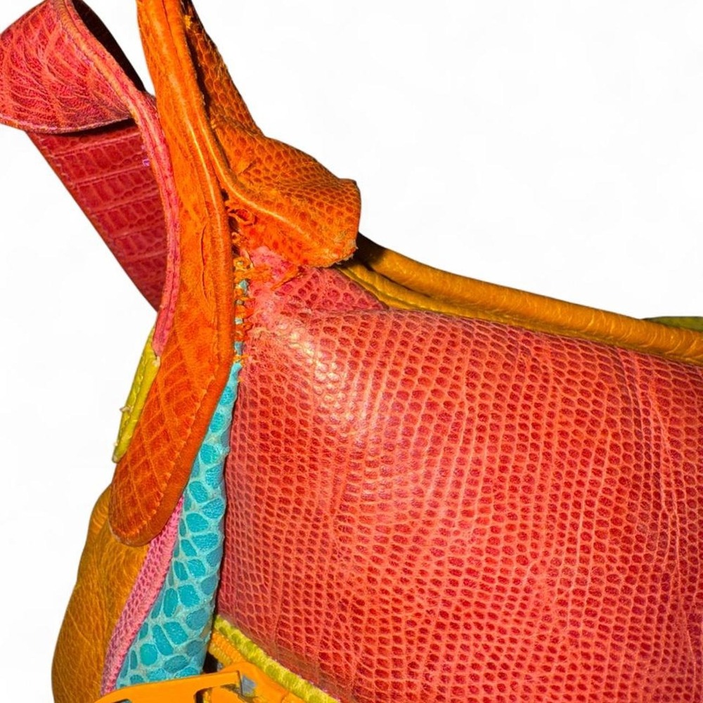 vintage Sharif multicolor patchwork leather shoulder/hobo bag - Picture 7 of 8
